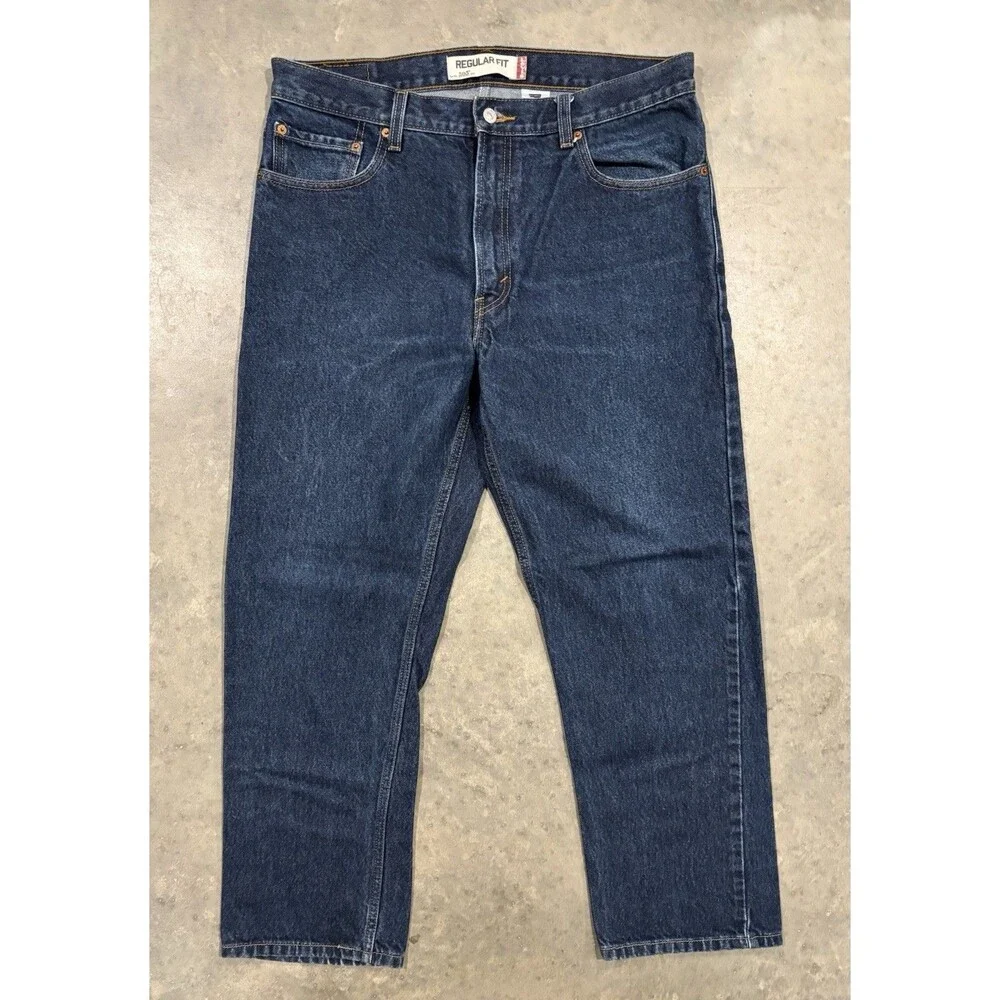 Levi's 505 Men's Regular Fit Blue Denim Jeans 36x30 Blue 100% Cotton